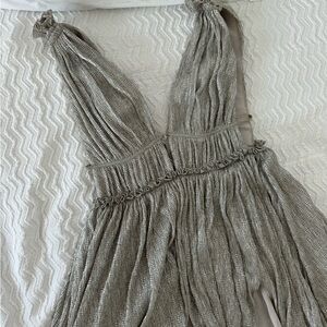 Jonathan Simkhai Silver Open Neck Maxi Dress Size M with tags